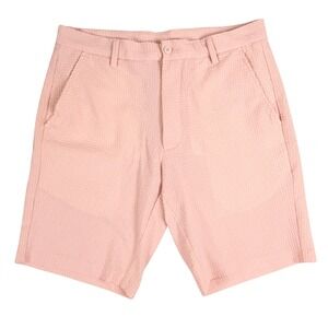 FootJoy Golf Shorts Pink Seersucker Mens 34 Stretch Flat Front
